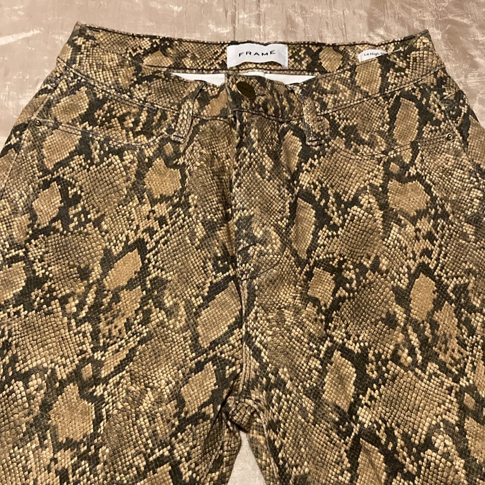 Frame Le High Skinny Crop Coated Python Jeans - image 2